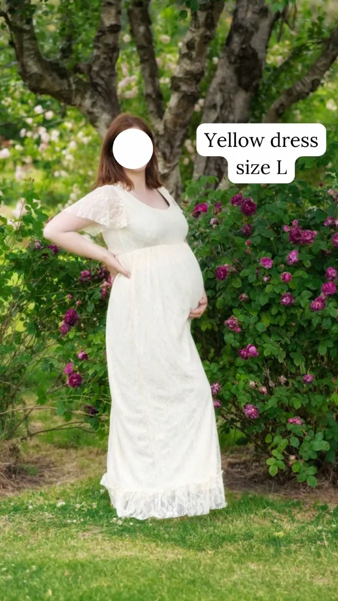 Yellow Lace Maternity Dress (Size L)