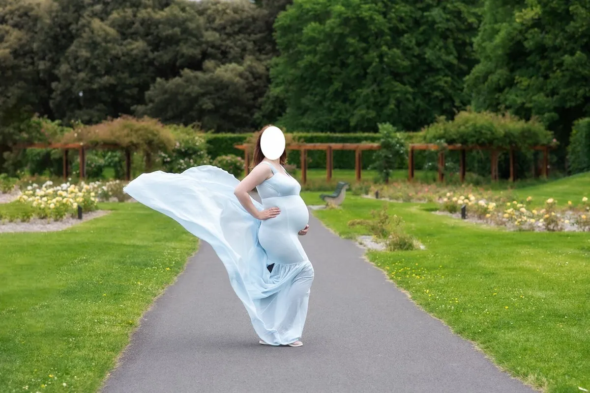 Blue Long Train Maternity Dress (Size M) - Image 2