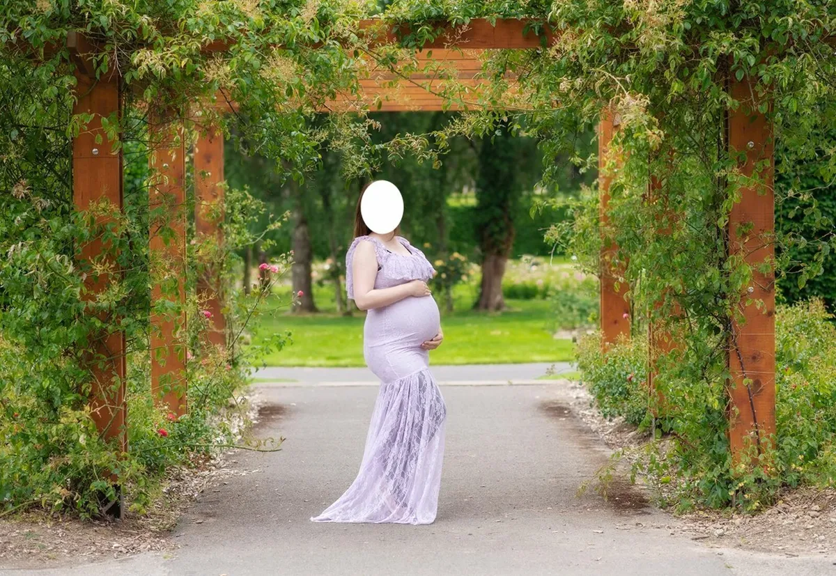 Pink Lace Maternity Dress (Size M) - Image 2