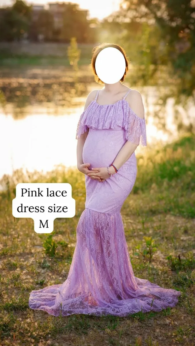 Pink Lace Maternity Dress (Size M) - Image 3