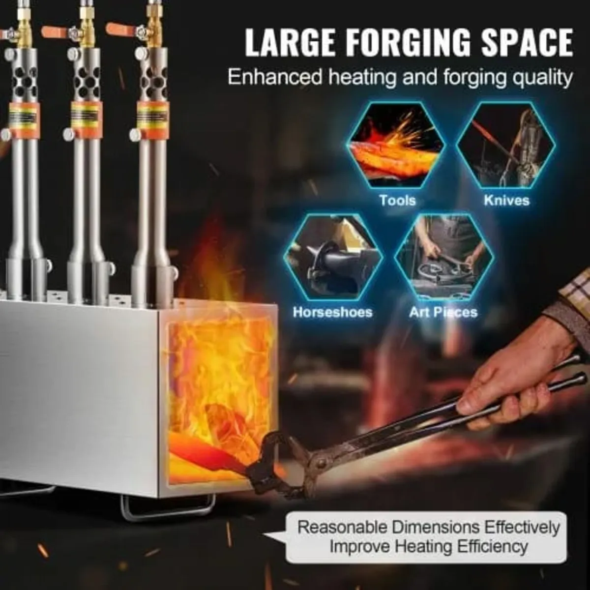 Propane Forge, 3 Burner Farrier Forge, 2600℉ Tool - Image 4