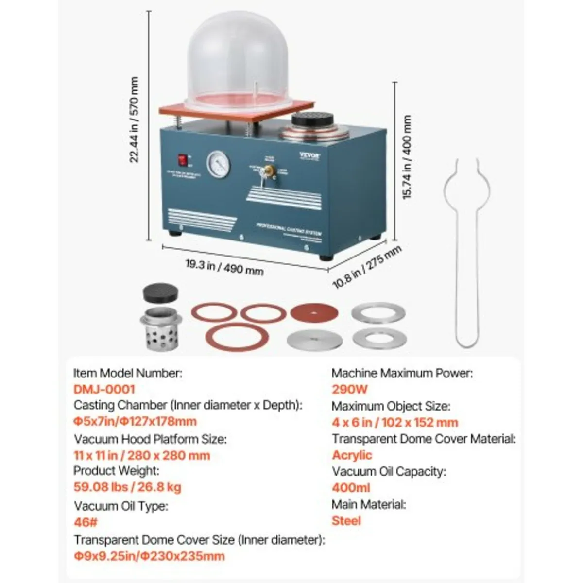 Vacuum Investing Casting Machine, 290W Power, with - Image 2