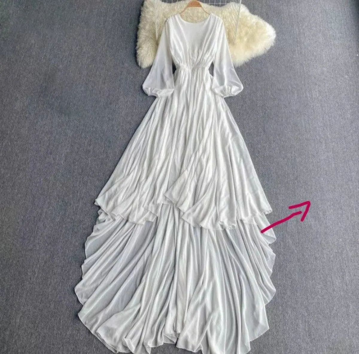 White Long Train Maternity Dress (Size L) - Image 2