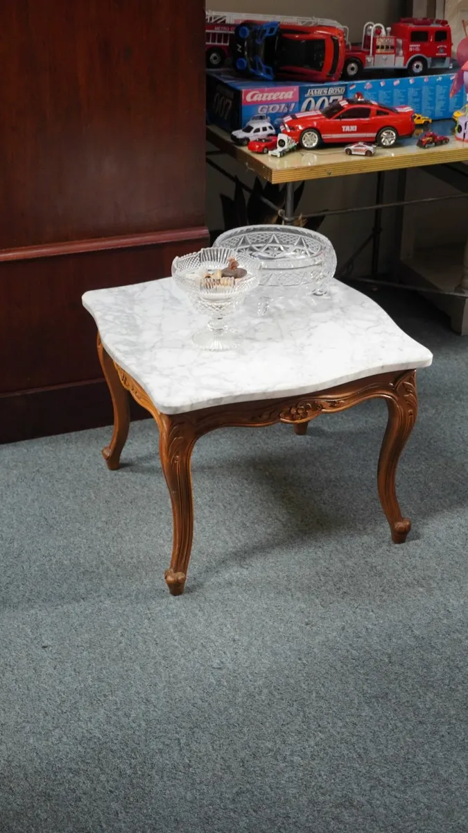 French Marble-Top Side Table - Image 2