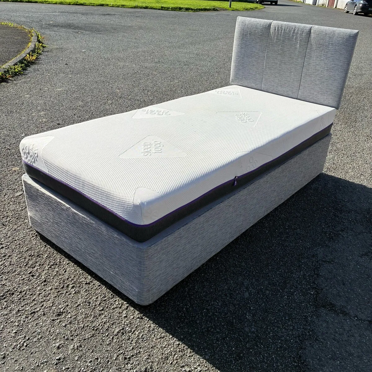 Grey Single Bed with Sleep to go memory Mattress - Image 2