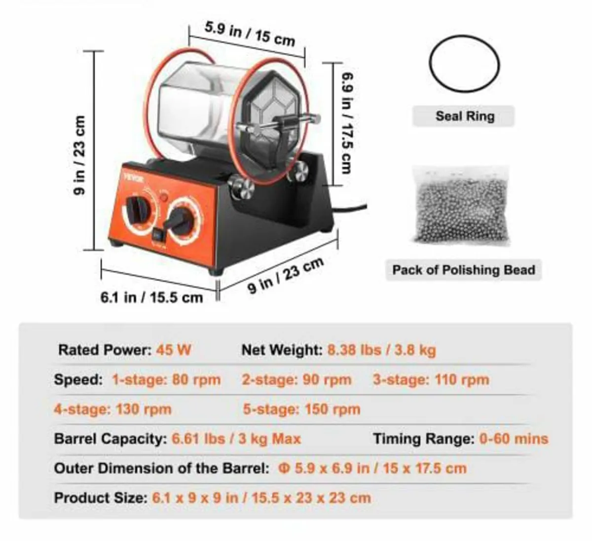 3kg Rotary Tumbler Surface Polisher Jewelry Polish - Image 2