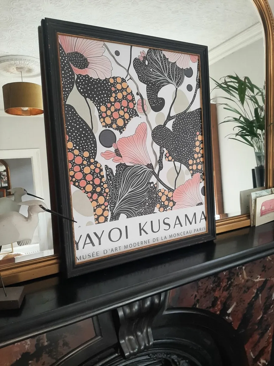 Mid century frame with Yayoi Kusama artwork - Image 1