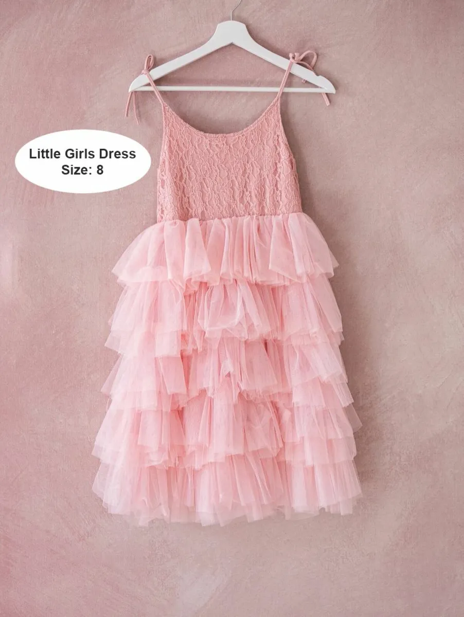 Little Girls’ Pink Layered Dress (Size 8)