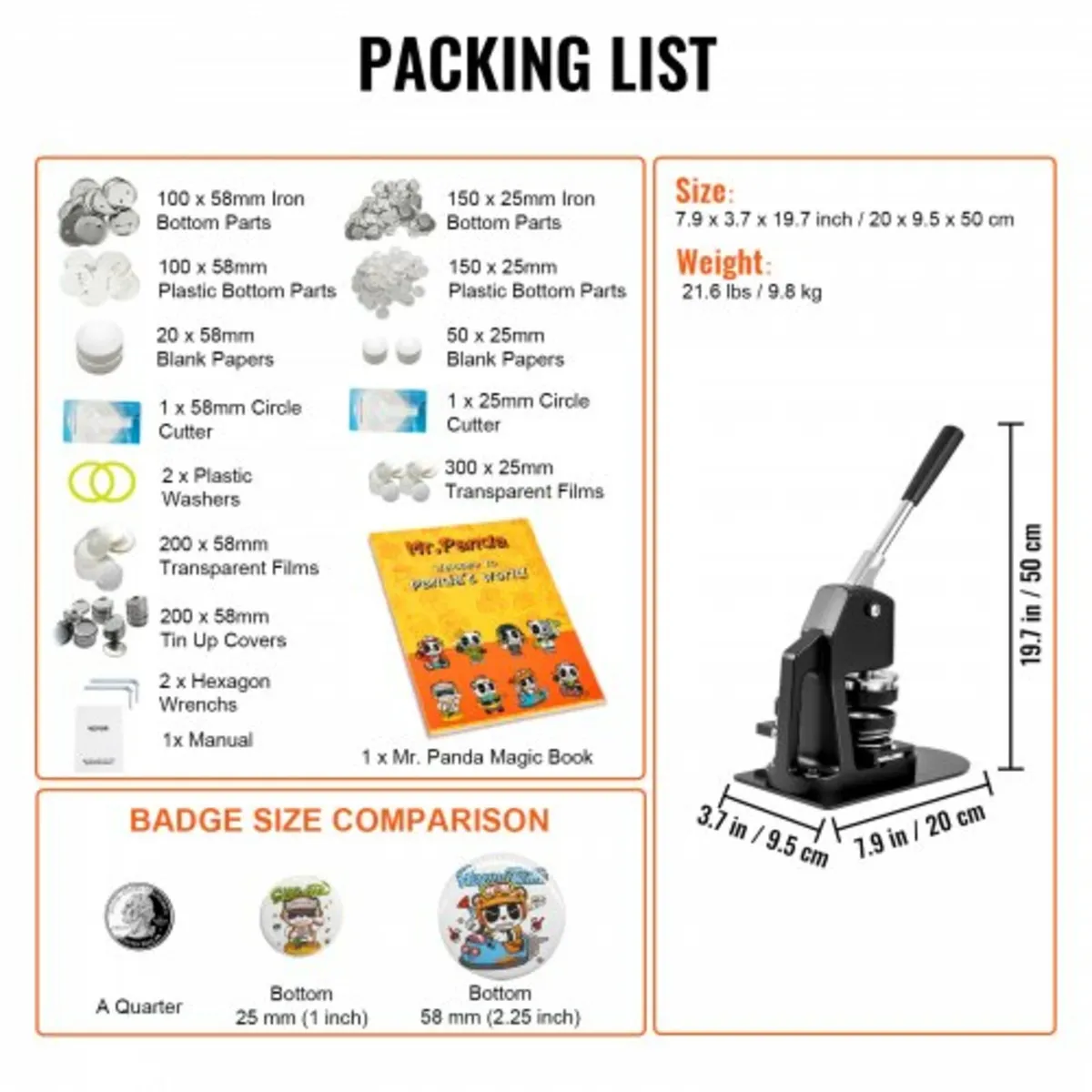 Button Maker Machine, Multiple Sizes 1+2.25 Inch B - Image 2