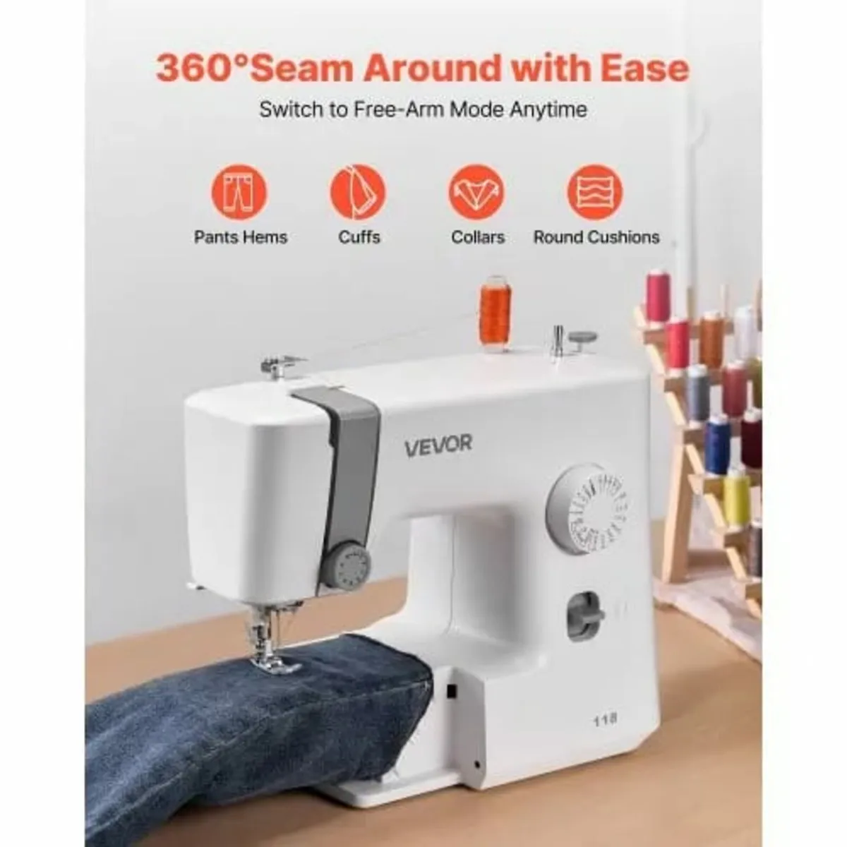Sewing Machine, 18 Stitch Applications, with LED L - Image 4