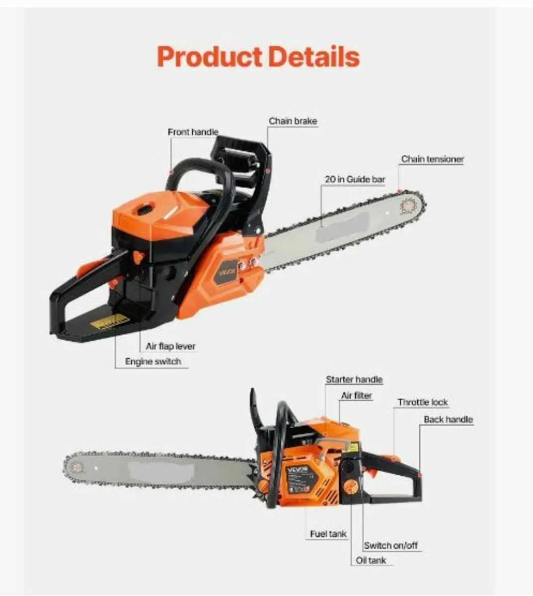 62 cc Gas Chainsaw, 20 inch Gas - Image 3