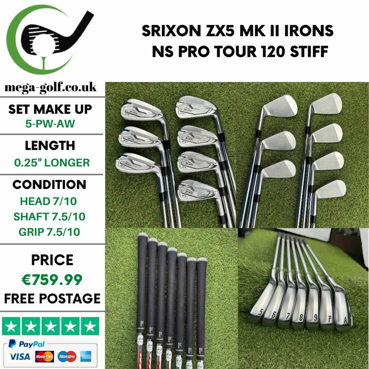 Srixon ZX5 Mk II Irons / 5-Pw-Aw / Stiff - Image 1