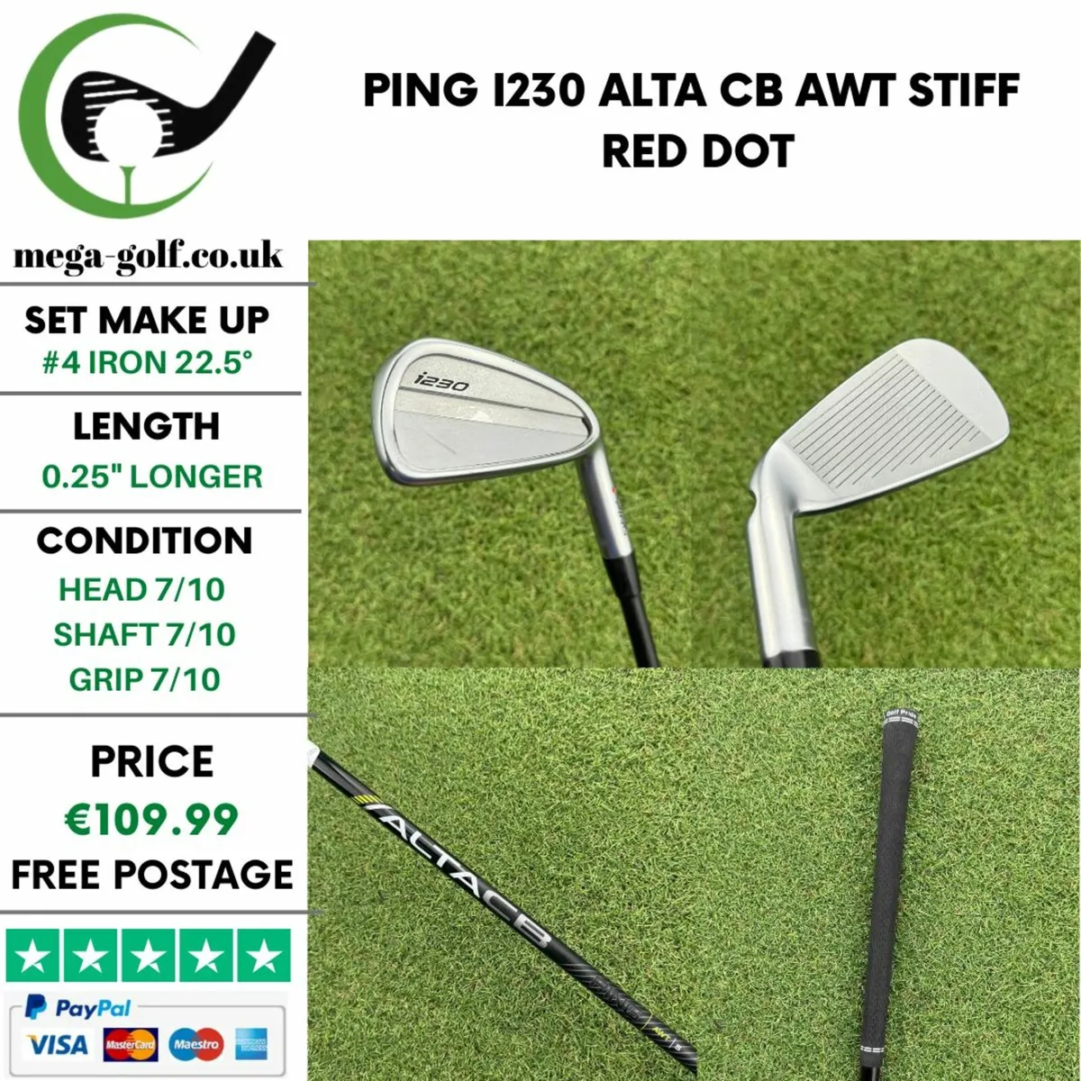 Ping i230 #4 Iron 22.5° / Alta Cb Awt Stiff - Image 1
