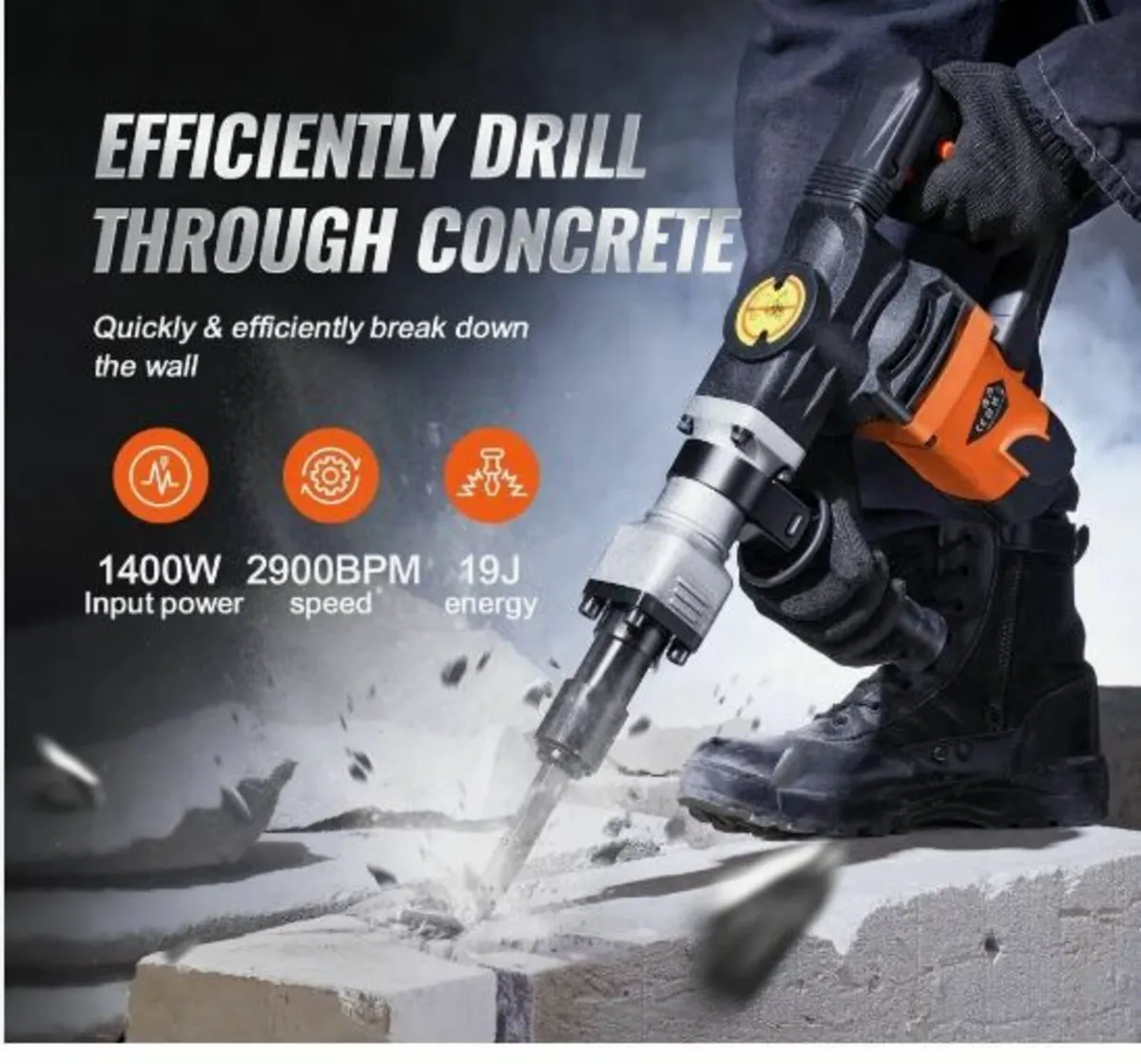 Demolition Jack Hammer Concrete Breaker 1600W - Image 4