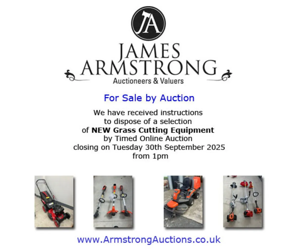 New Grass Cutting Equipment **Online Auction** - Image 1