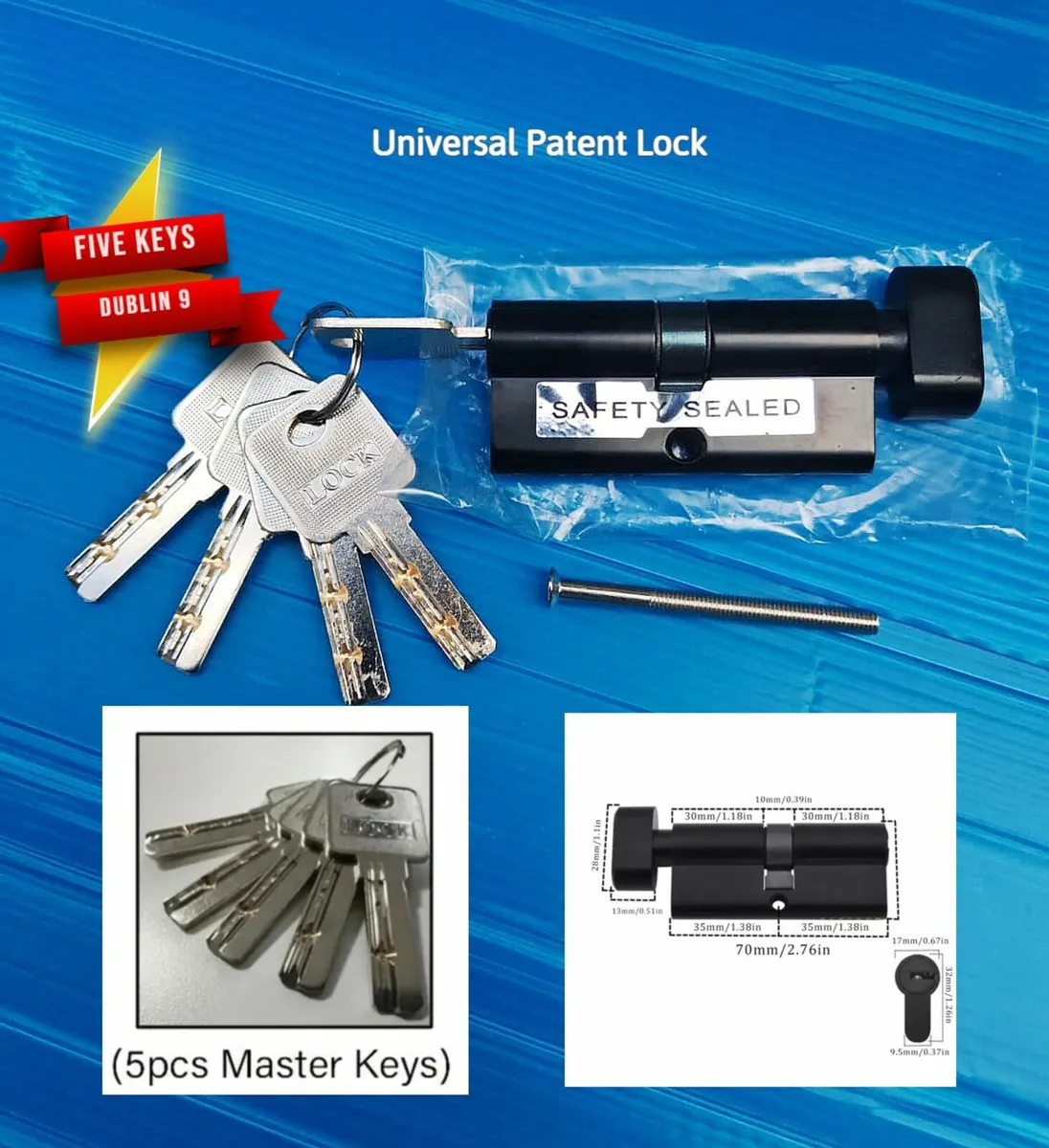 Universal Door Lock With Five Keys - Image 1