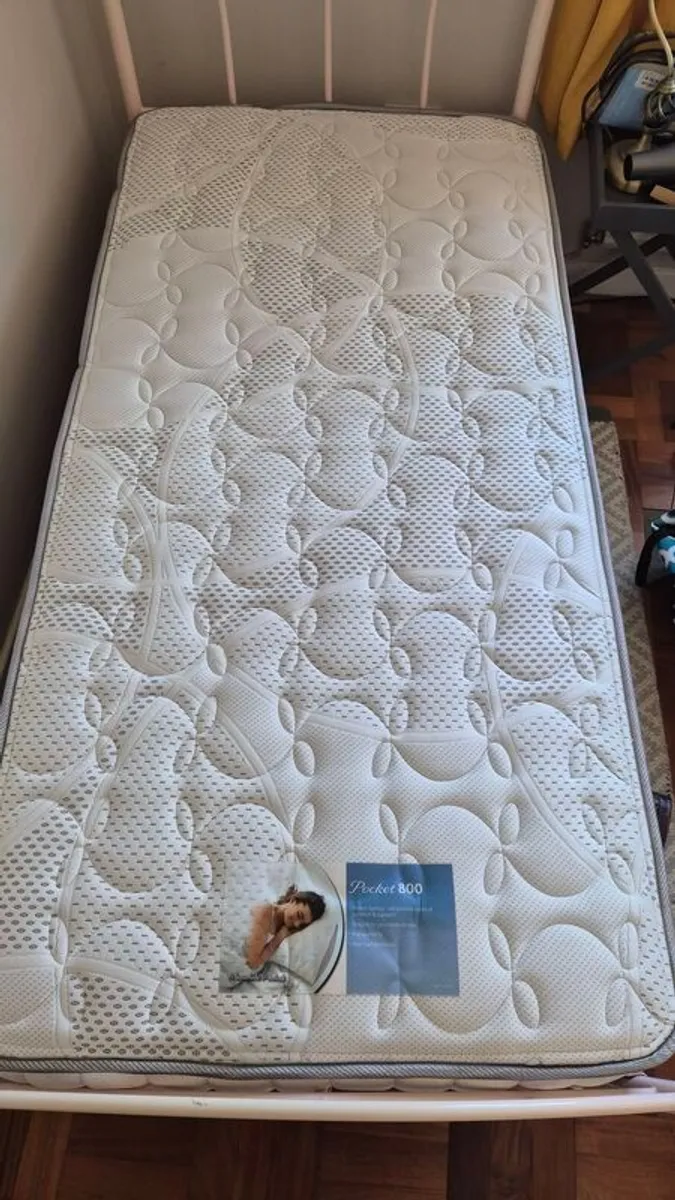 Single bed (metal) and Mattress for single bed - Image 3