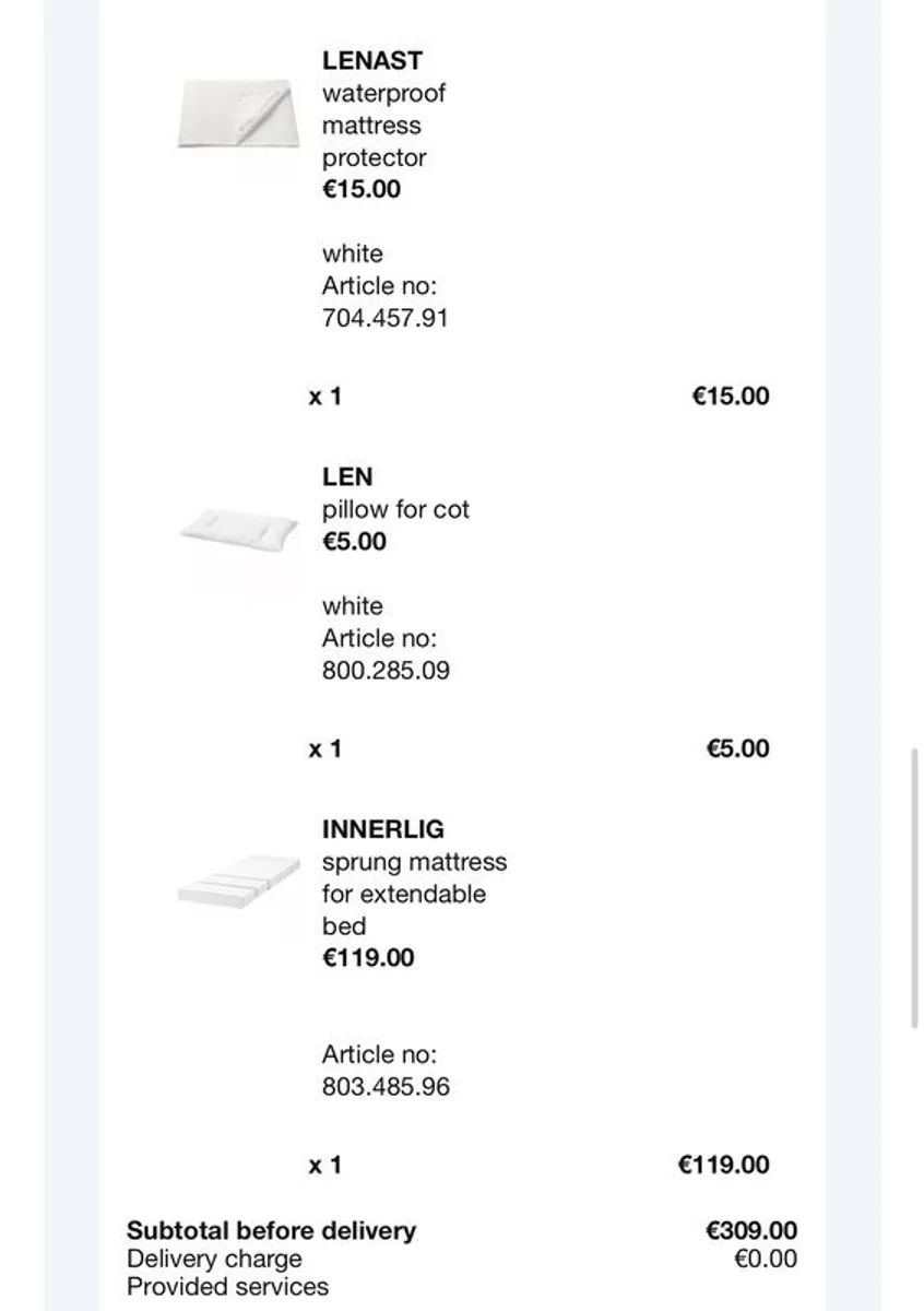 IKEA kids bed MINNEN including INNERLIG mattress (also included waterproof mattress protector, fitted sheet, duvet for cot, pillow for cot, duvet cover, pillow case cover) - Image 4