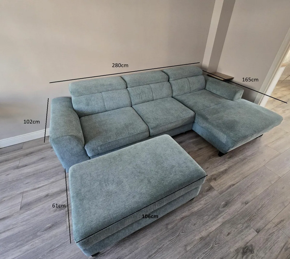 L Shape Sofa Bed with Storage and Footstool - Image 1