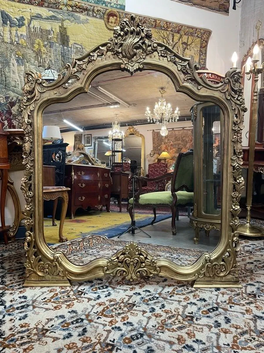 Large Ornate Rococo Style Gilt Mirror - Image 1