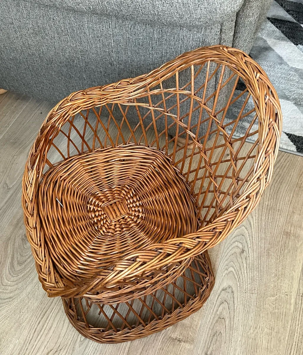 60/70s Childs Bamboo Wicker Seat/Chair/Plant Stand - Image 1