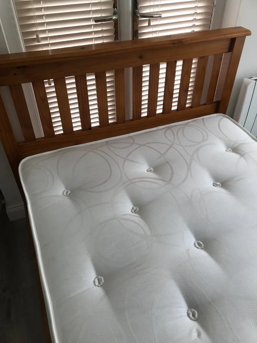 4ft pine double bed with mattress - Image 3