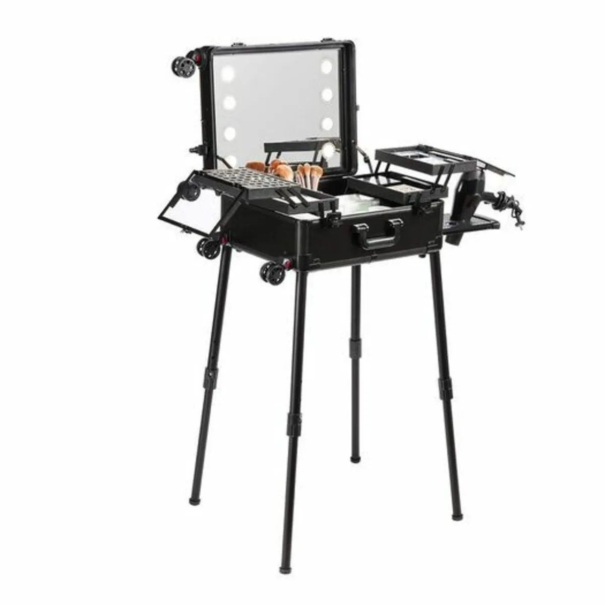 Makeup Train Case with Lock, Lighted Mirror - Image 1