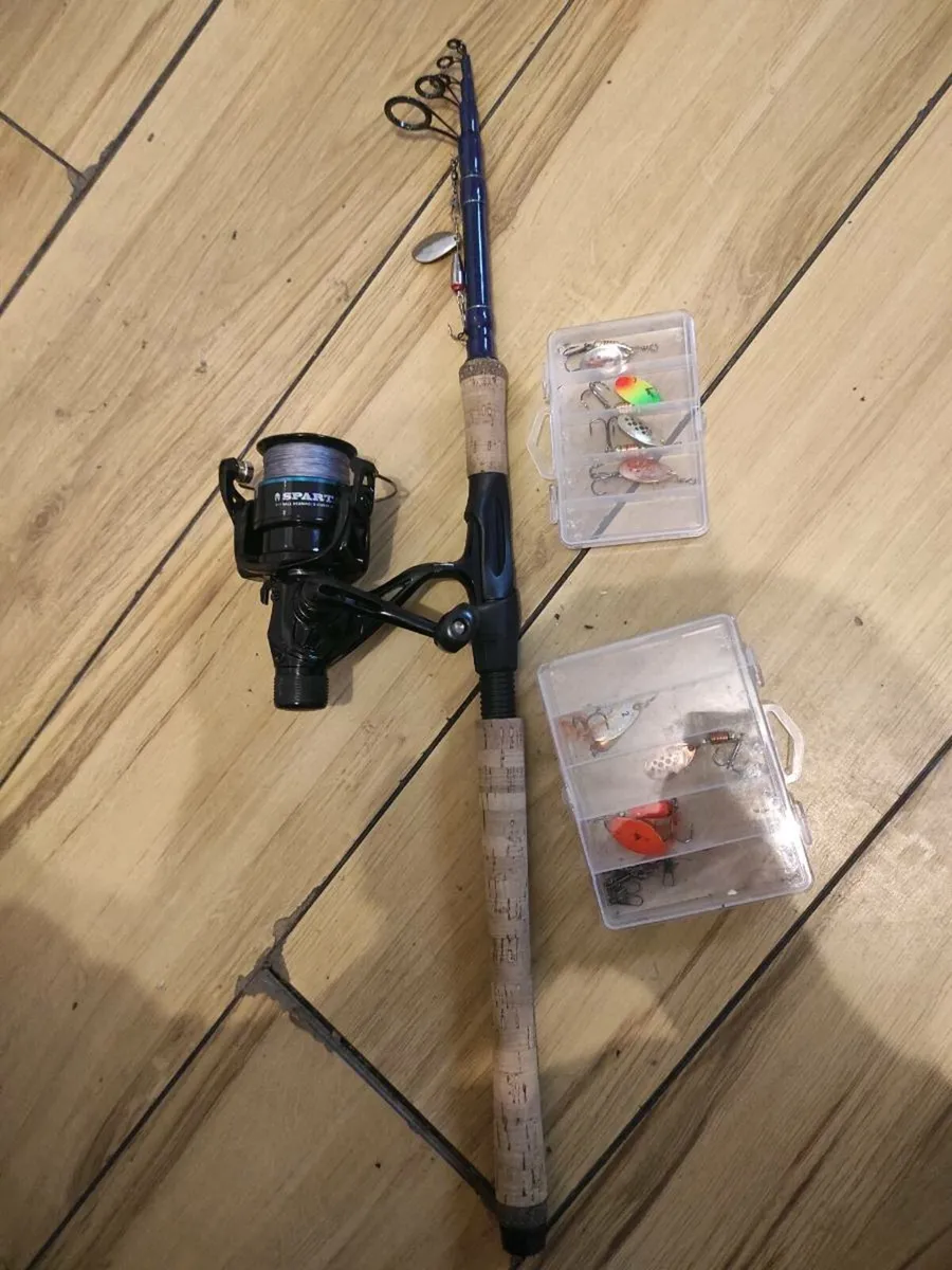 Fishing rod, reel, baits, lures