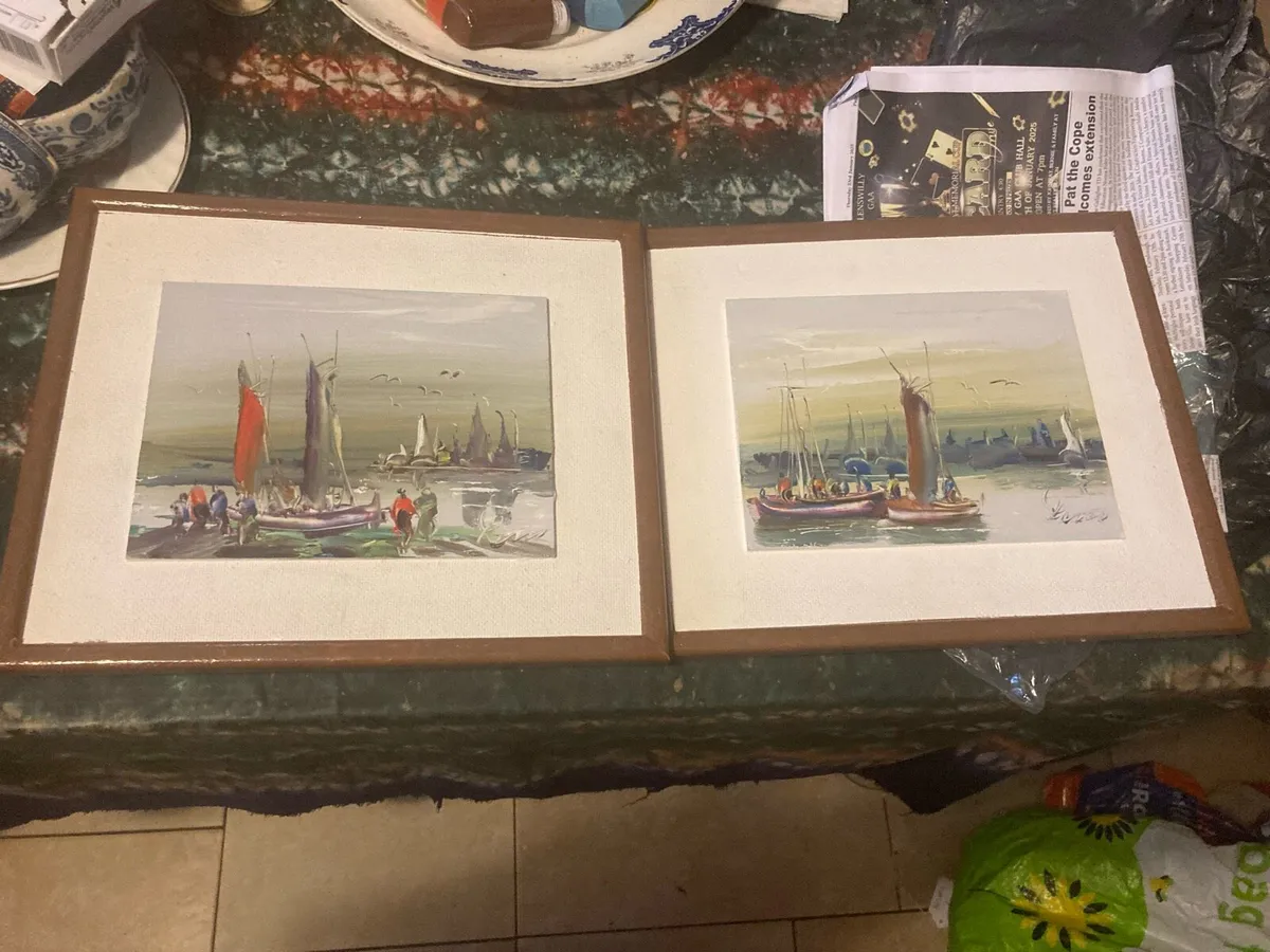 Pair of 1980s Turkish artworks signed free postage - Image 1
