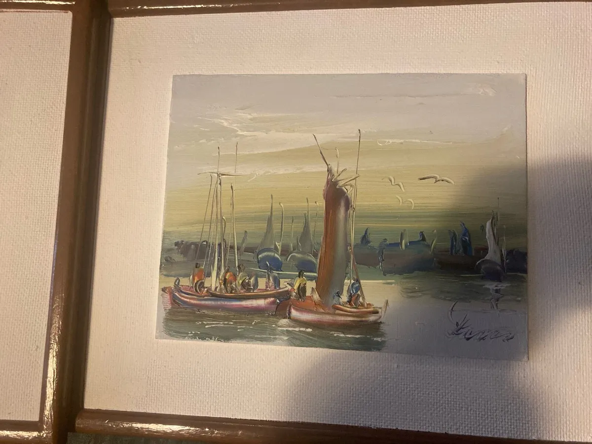 Pair of 1980s Turkish artworks signed free postage - Image 2