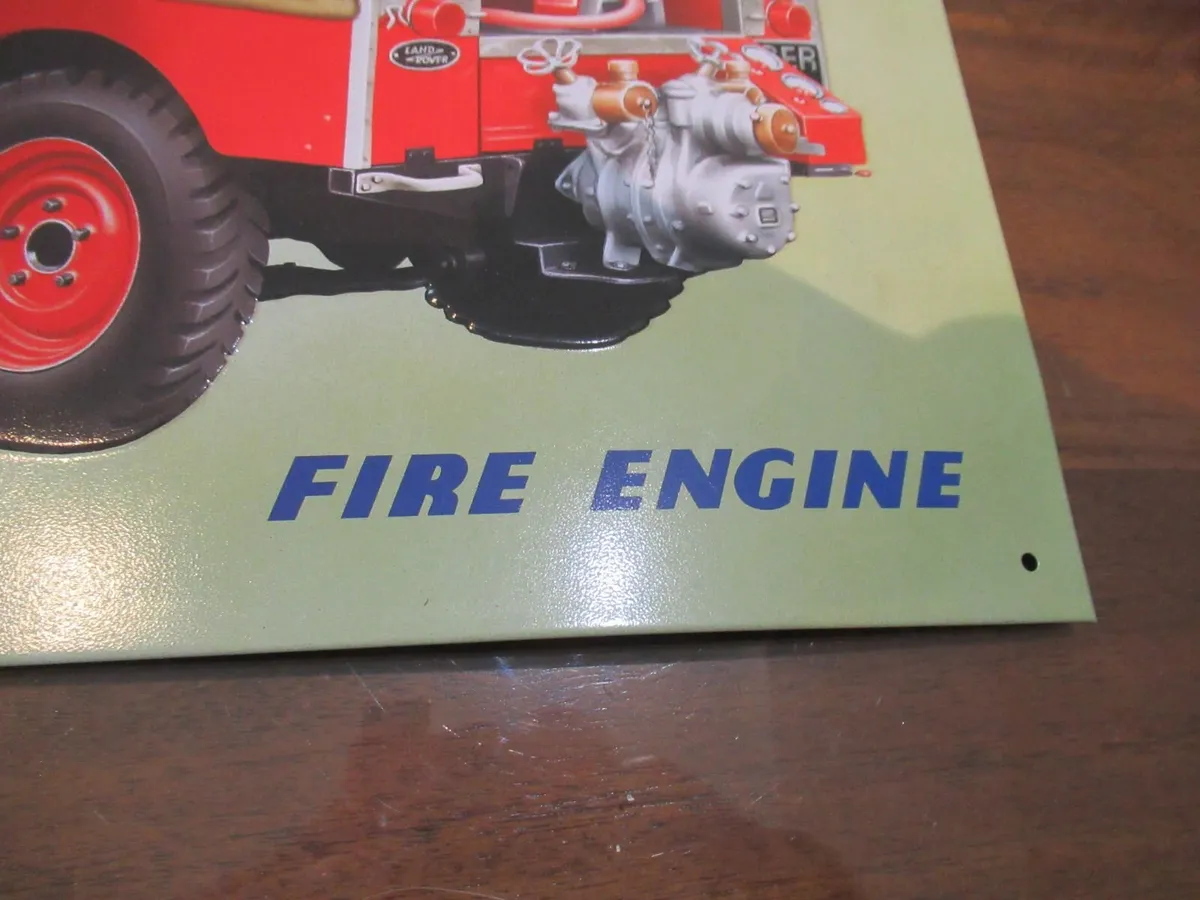 vintage metal sign fire engine land rover gift men - Image 3