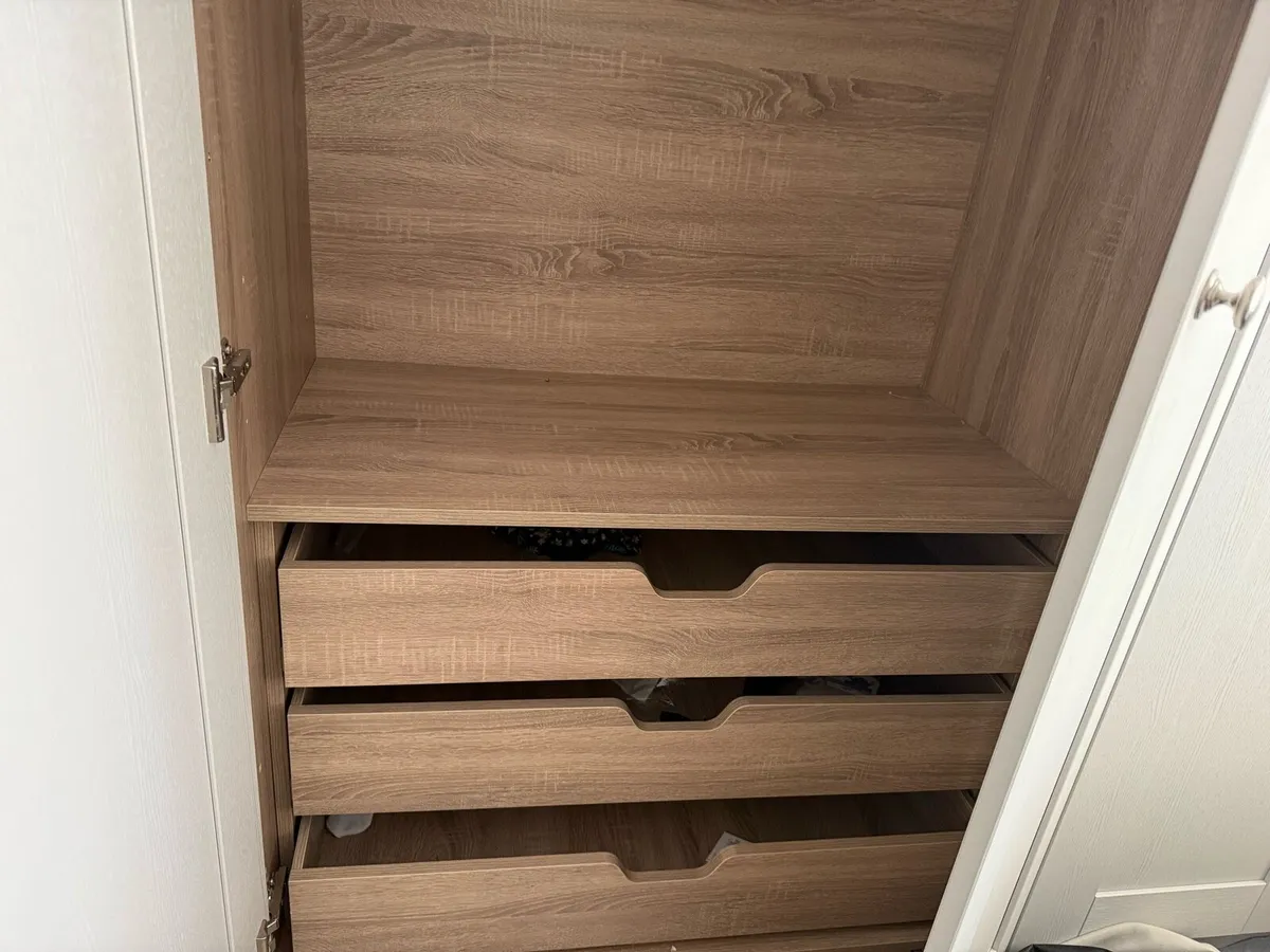 2 grey double  wardrobe for sale with over head - Image 4