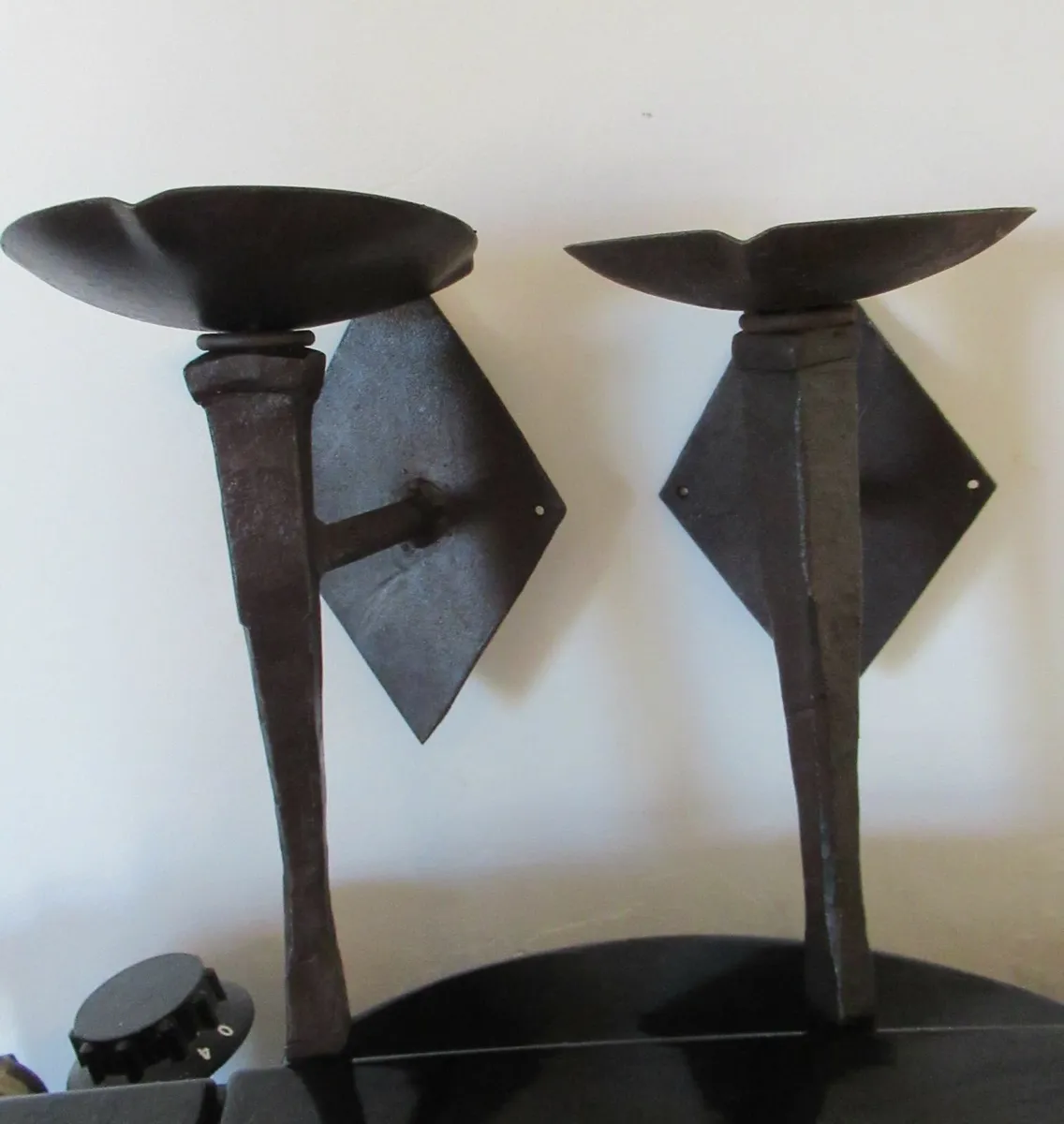 antique medival blacksmith iron wall candle holder - Image 2