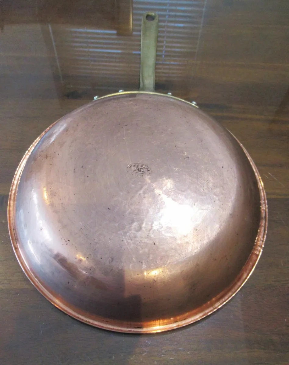 antique vintage copper pan cottage kitchen brass - Image 2