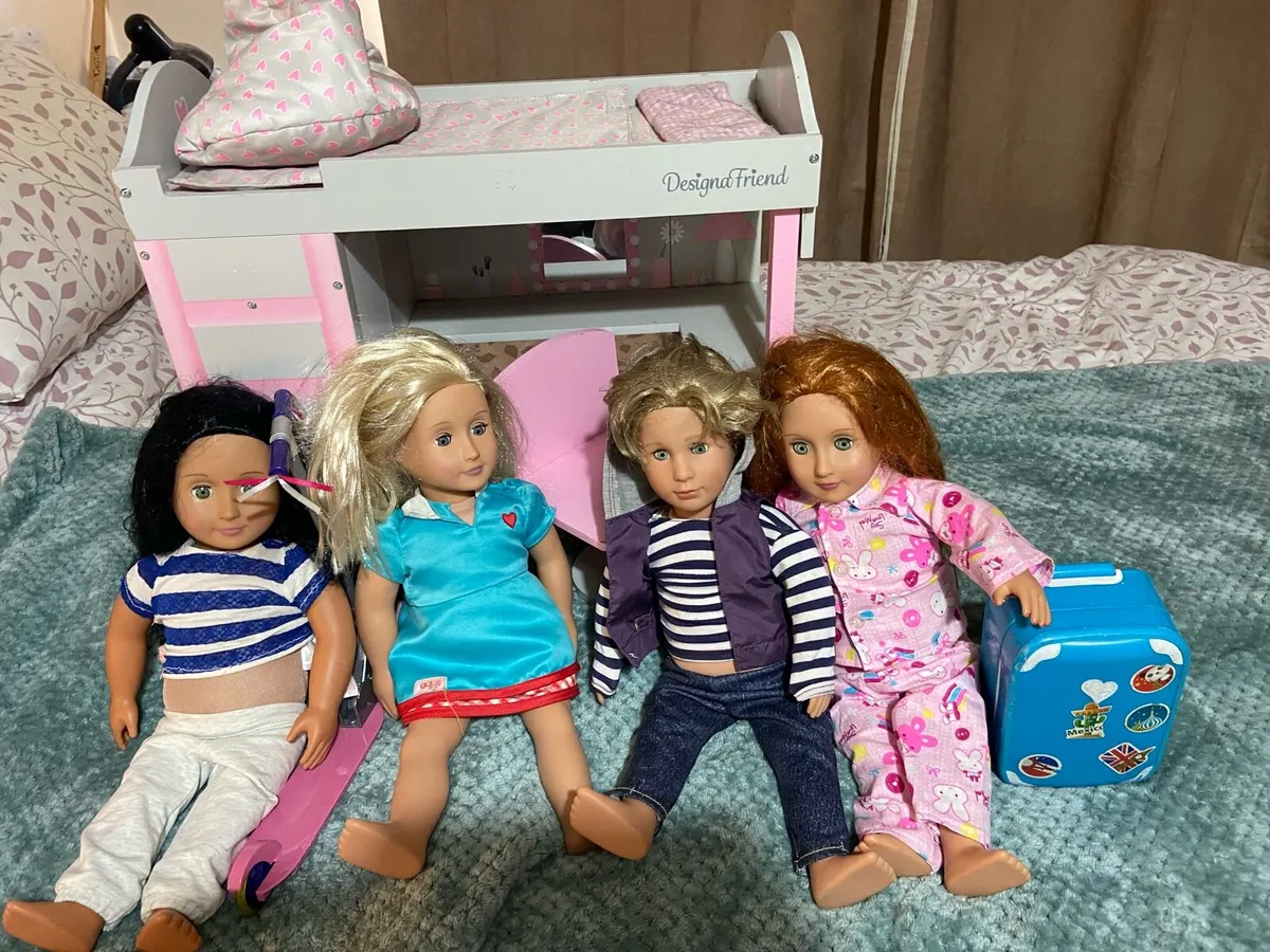 Kids Our Generation Dolls and Bed - Image 1