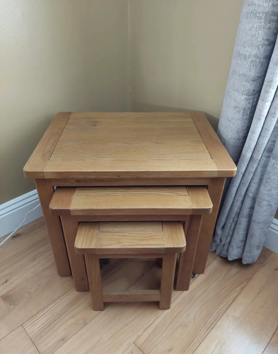 Solid Oak Nest of Tables - Image 1