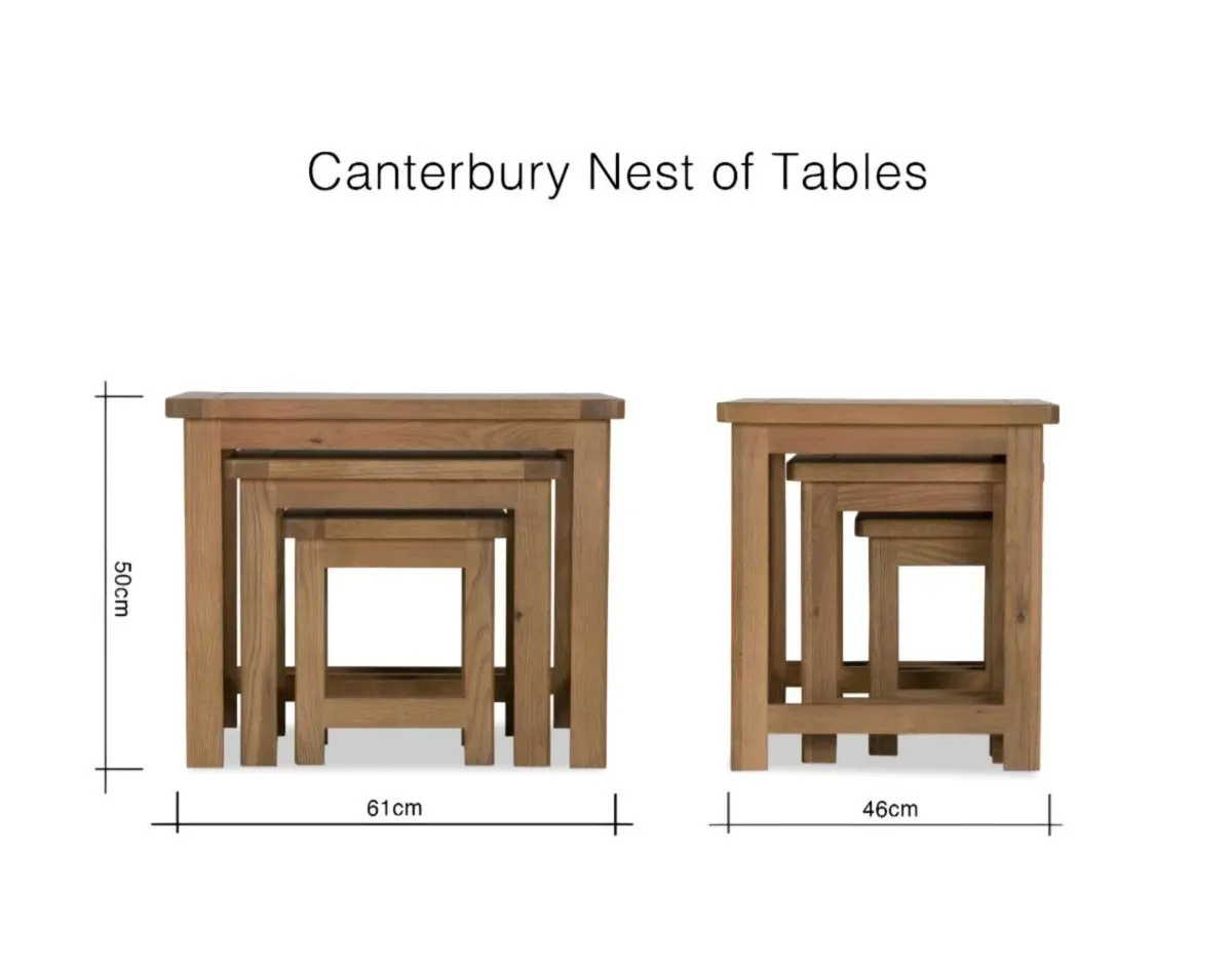 Solid Oak Nest of Tables - Image 3