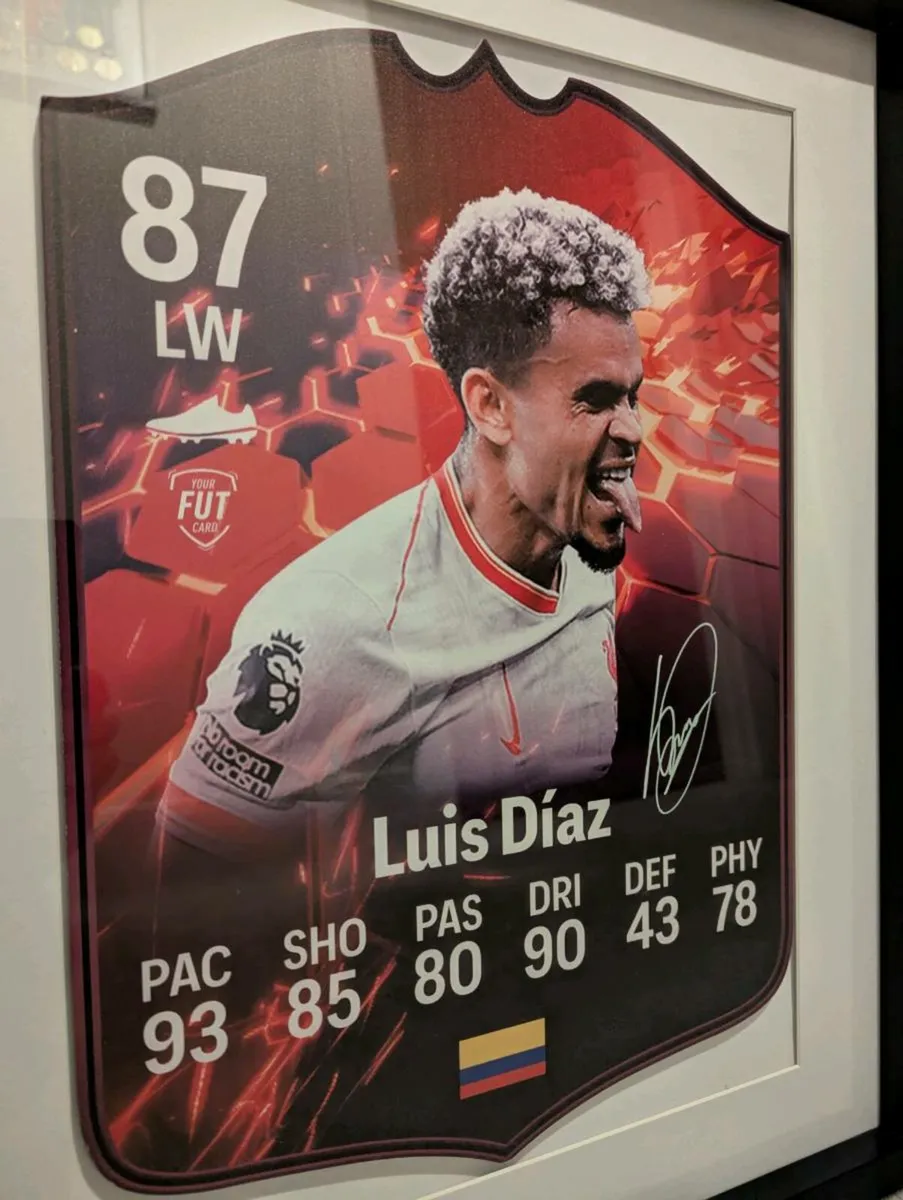 Luis Diaz Liverpool FC signed 16 x 12 FUT card - Image 3
