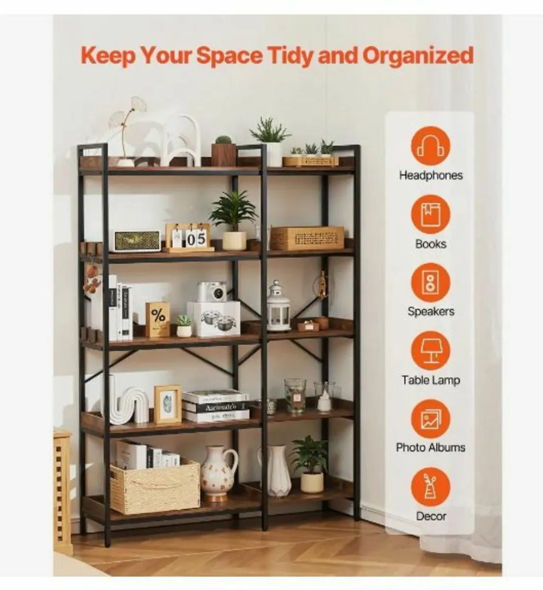 5 Tier Corner Bookshelf - Image 3