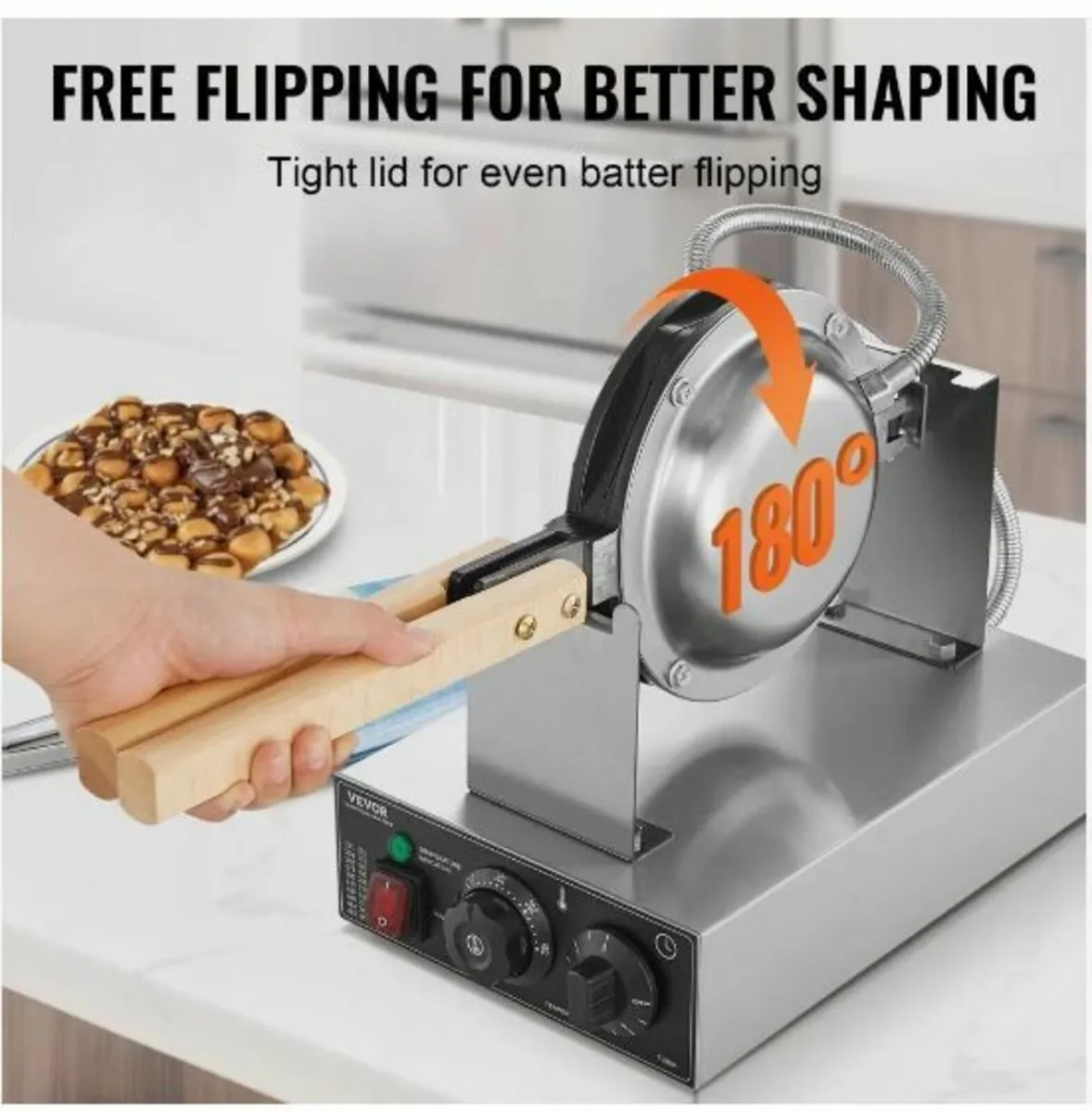 Commercial Bubble Waffle Maker, 1400W - Image 2