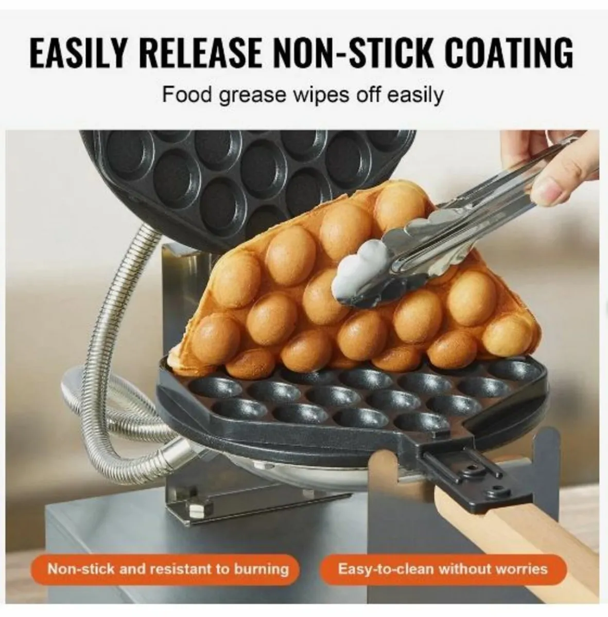 Commercial Bubble Waffle Maker, 1400W - Image 4