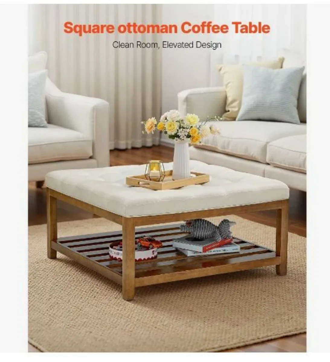 Large Square Ottoman Coffee Table - Image 3