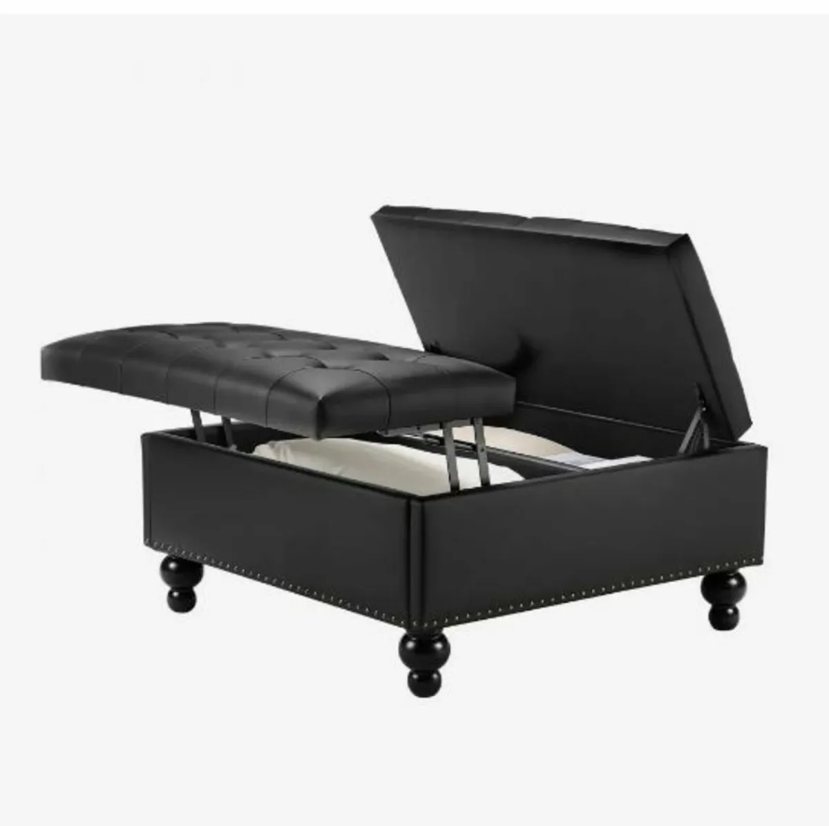 88 cm Square Leather Ottoman - Image 1