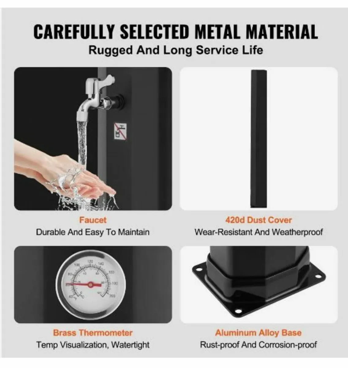Outdoor Solar Heated Shower, 40L - Image 4