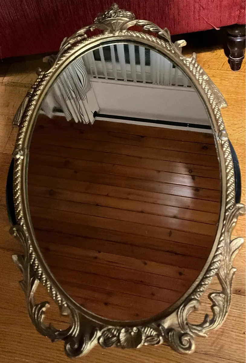 Vintage Gold Gilded CastMetal Baroque Style Mirror - Image 2