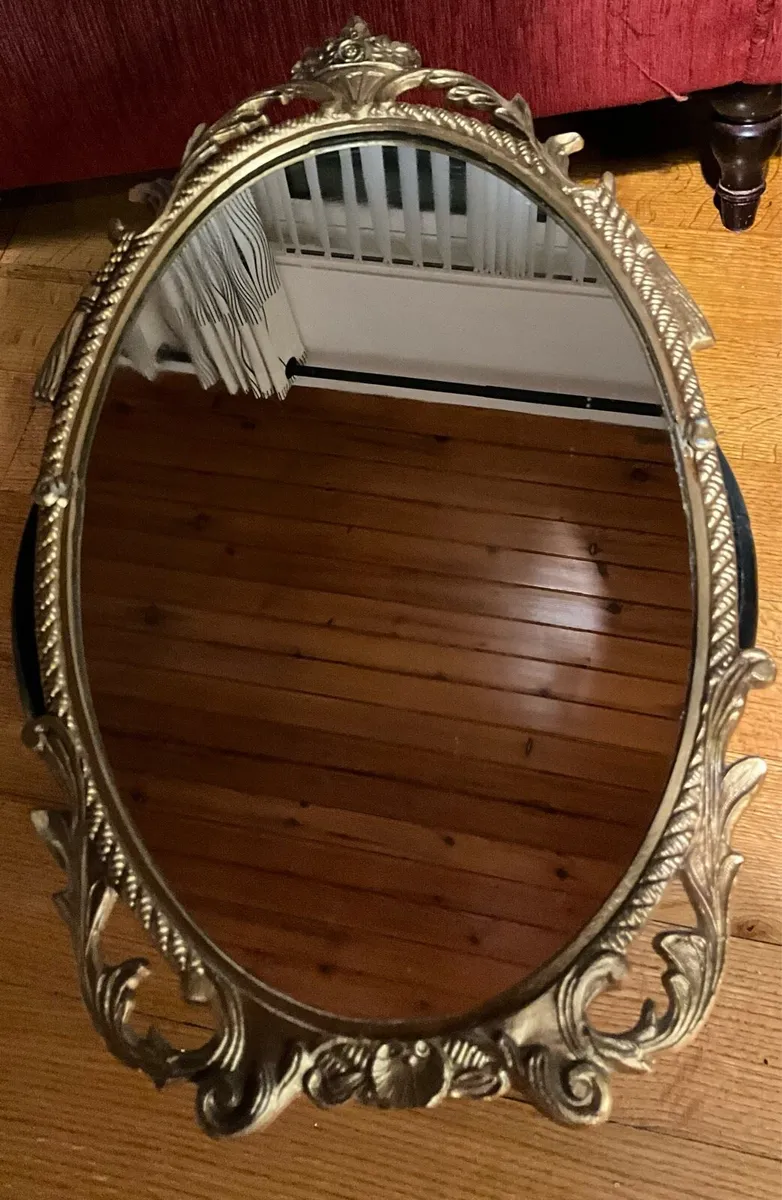 Vintage Gold Gilded CastMetal Baroque Style Mirror - Image 3
