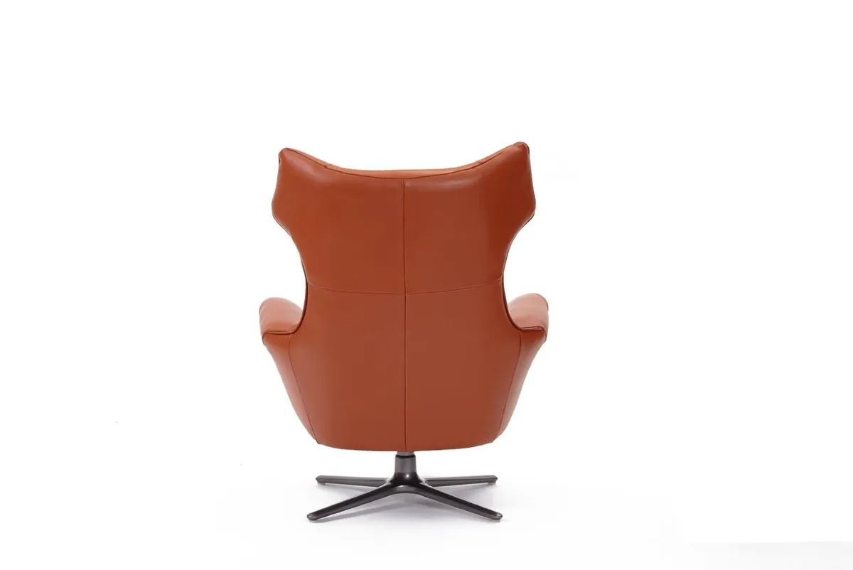 Designer Swivel Chairs in Burnt Orange Leather - Image 3
