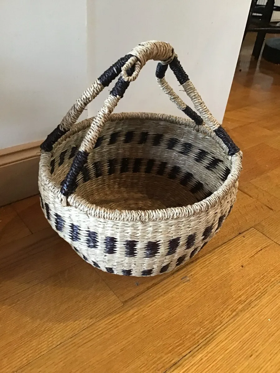 Large African Handwoven Basket - Image 1