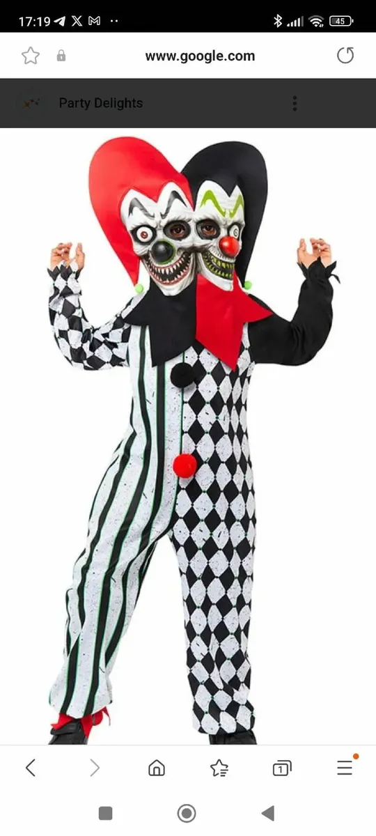2 FACED CLOWN -WORN ONCE - Image 1