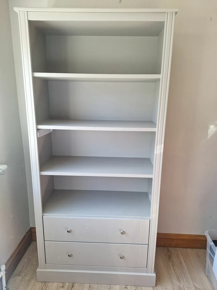 Light Grey Bookcase with2  Drawers - Image 1